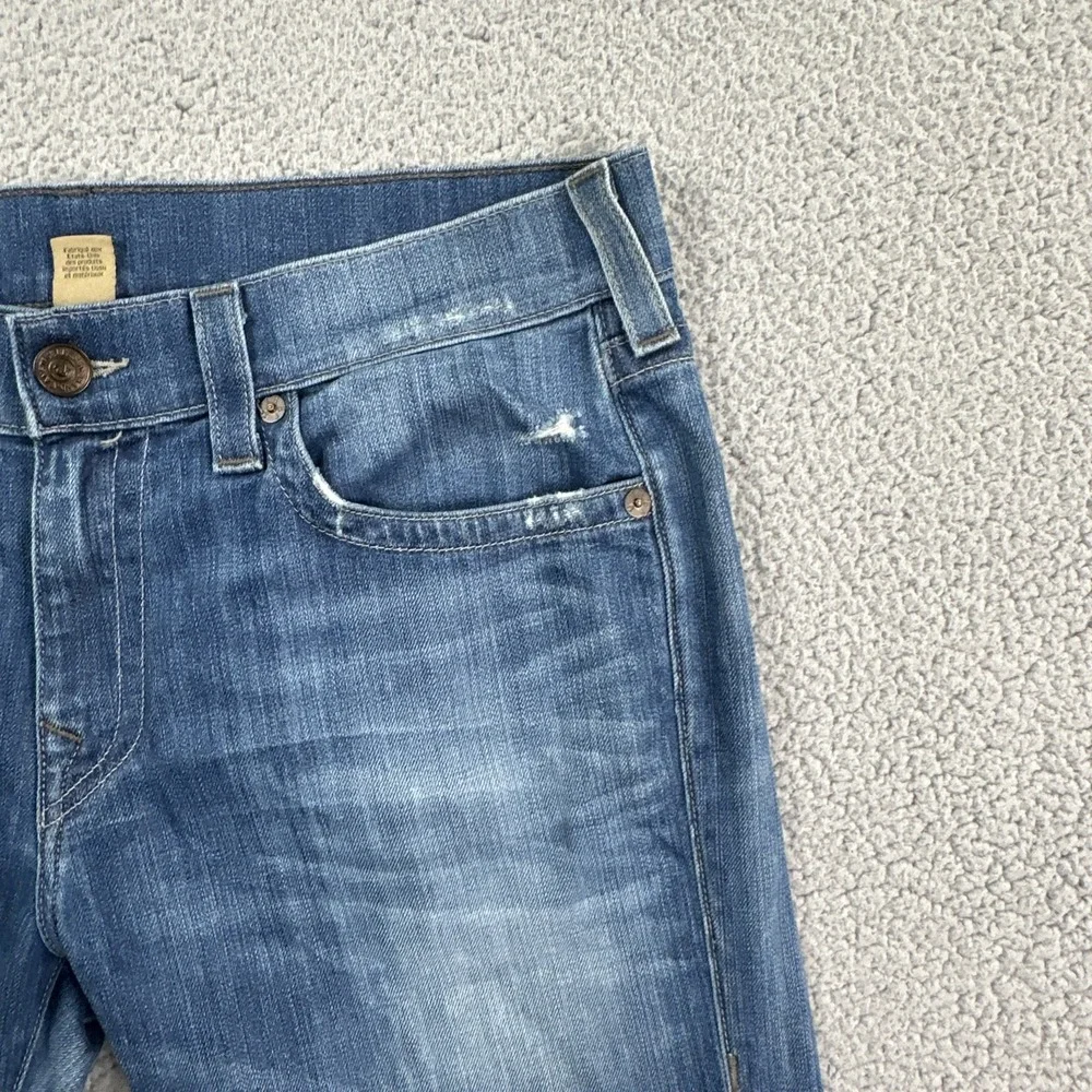 True Religion Geno Relaxed Slim Jeans Men 34 Blue Stretch Whisker Fade USA Made